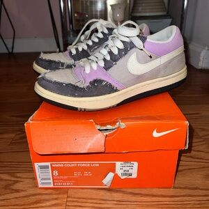 Nike Women's Court Force Low Dunks Sneakers in Purple, Gray, Denim, 8M